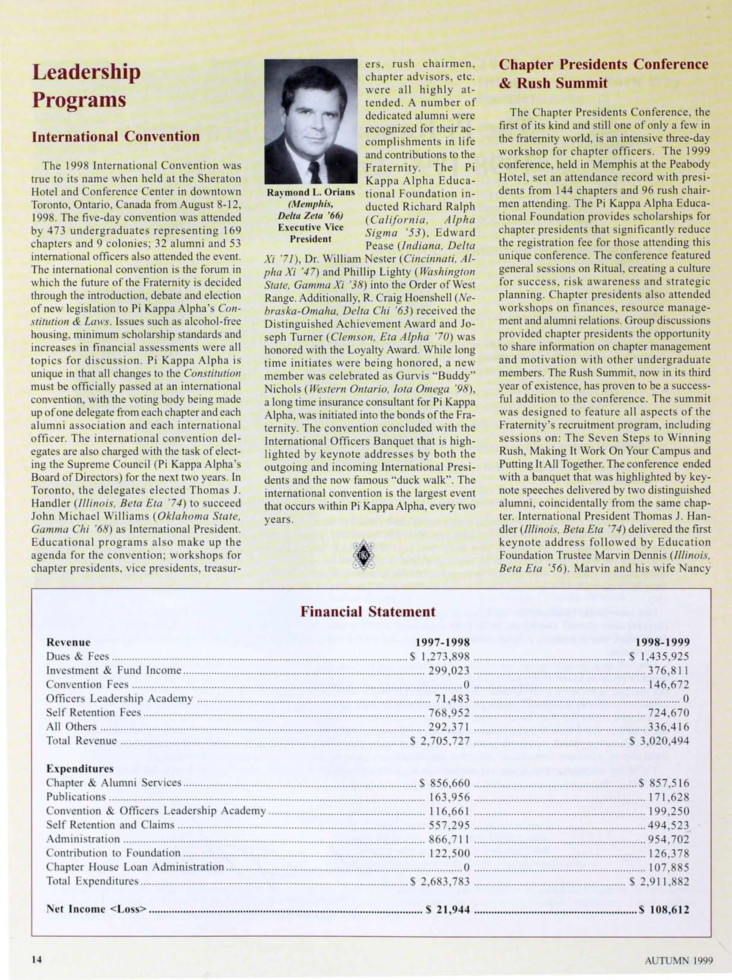 Leadership Programs, Autumn 1999